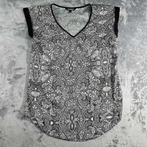 EXPRESS Paisley Print V Neck Cap Sleeve Blouse Women's Size Small